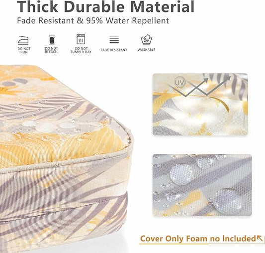 Porch Shield Patio Chair Seat Cushion Covers Set 4, Outdoor Waterproof Fade Resistant Cushion Slipcovers, Replacement Covers Only, 21 x 21 x 4 Inch