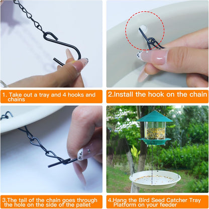 Bird Seed Catcher Tray Platforms 12" Bird Feeders Big Hanging Trays Platform can be Used for Most Feeders to Catch Dropped Seed and Shells for Outdoor Courtyard Gardens to Attract Birds (2PCS)