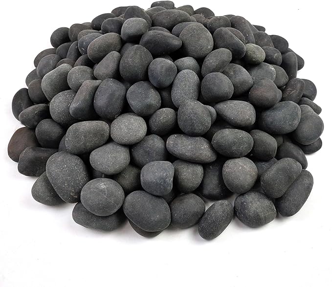 10 lbs Black River Rocks, 1-2 Inch Black Stones Pebbles for Plants, Landscaping, Garden, Aquarium, Backyard and Indoor Water Fountains