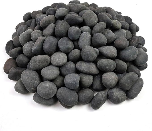 10 lbs Black River Rocks, 1-2 Inch Black Stones Pebbles for Plants, Landscaping, Garden, Aquarium, Backyard and Indoor Water Fountains