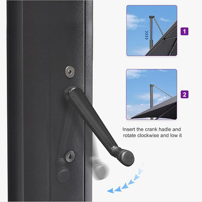 PURPLE LEAF 11.5' X 11.5' Telescopic Patio Umbrella Outdoor Cantilever Umbrella Square Up Down Lifting Offset Umbrella with 360-degree Rotation for Garden Deck Pool Patio Grey