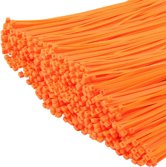 XINGO 1000 PCS Orange Zip Ties 12 Inch, 60 LBS Tensile Strength, Self-Locking Nylon Plastic Nylon PA66 Wire Ties for Indoor and Outdoor Use