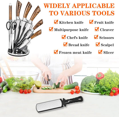 Diamond Sharpening Stone,400/1000 Grit Handheld Double-Sided Diamond Sharpener 5 in 1 Honeycomb Surface Knife Sharpener Plate Whetstone with Ceramic & Tungsten Steel Scissor Slot,White