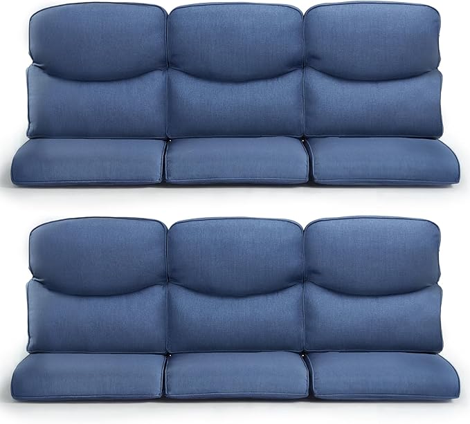 Patio Chair Cushions 6 Packs - Outside High Back Thick Water-Resistant Cushion 22x24 for Outdoor Glider Rocking Chairs Loveseat 3-Seater Couch Sofa – Blue/Crescent