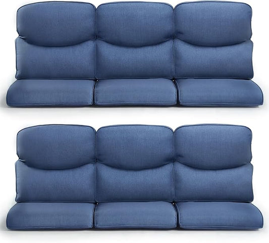 Patio Chair Cushions 6 Packs - Outside High Back Thick Water-Resistant Cushion 22x24 for Outdoor Glider Rocking Chairs Loveseat 3-Seater Couch Sofa – Blue/Crescent