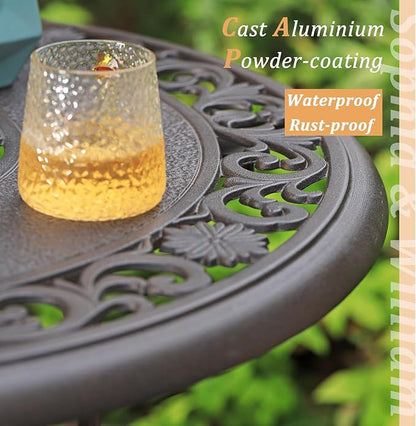 Sophia & William Cast Aluminium Patio Bar Height Table Round with 1.97" Umbrella Hole, Premium Bronze Outdoor Tall Pub Height Bistro Table for Porch Balcony Backyard, 32" Dia x 41" H