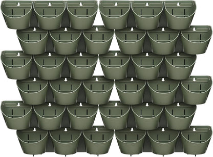 Worth Garden Upgraded 12 Sets (36-Pocket) Self Watering Stackable Vertical Planters - Wall Mounted Plastic Plant Grow Pots fr Strawberries Flowers Herbs - Indoor Outdoor Green Wall Decoration (Green)