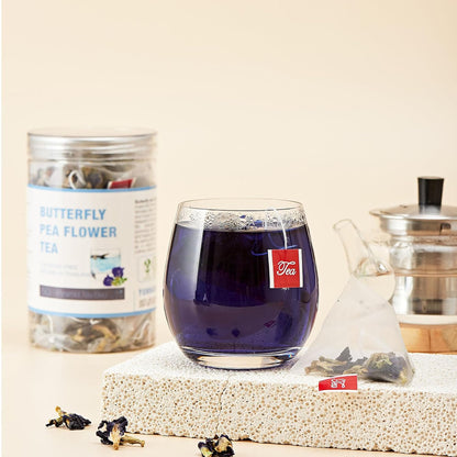 50 Dried Blue Butterfly Pea Flower Tea Bags | Thai Herbal Tea | Blue Purple Pea Tea | Caffeine-Free, Gluten-Free, Non-GMO | Ideal for Cooking, Iced Tea, Coolers, Cocktails and Mocktails