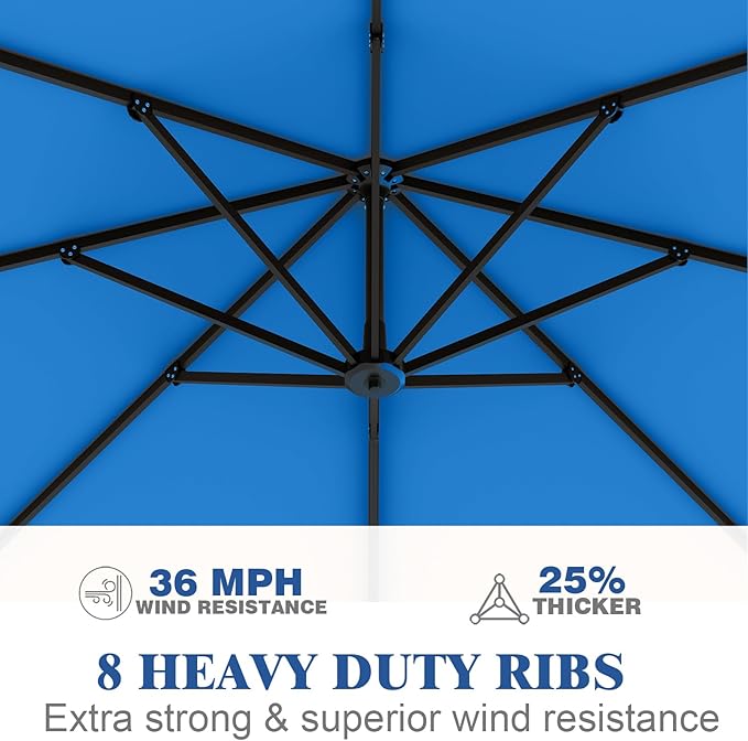 Outdoor Patio Umbrella with Sand Bag Included, 11 FT Deluxe Curvy Cantilever Umbrella Offset Hanging Umbrella with 360° Rotation for Market, Pool, Garden, Backyard, Deck