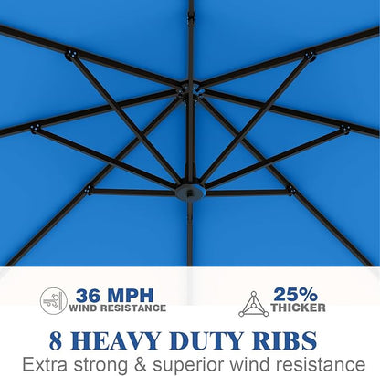 Outdoor Patio Umbrella with Sand Bag Included, 11 FT Deluxe Curvy Cantilever Umbrella Offset Hanging Umbrella with 360° Rotation for Market, Pool, Garden, Backyard, Deck