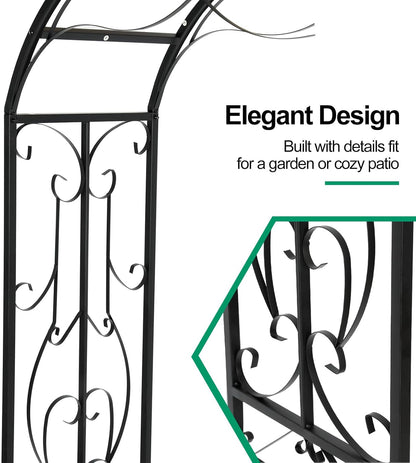 Metal Garden Arch 7.2ft Wide X 3.11 ft High Garden Arbor for for Climbing Plants Roses Vines, Outdoor Garden Lawn Backyard Patio, Garden Wedding Party Decoration