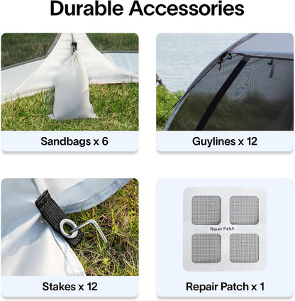 Alvantor Screen House Gazebo, 6-10-15 Person Pop Up Igloo Screened Canopy Tent with Mosquito Netting Sides, Instant UV Resistant Sun Shelter for Garden, Patio, Backyard