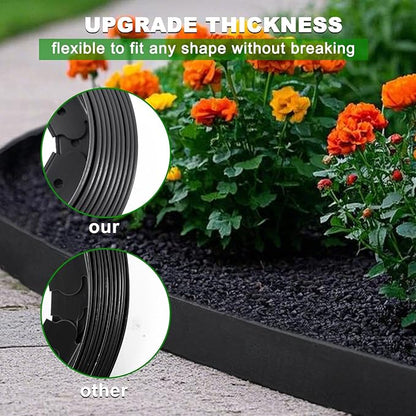 Hugeleaf Landscape Edging 2 Inch Tall 60 Feet Garden Edging Border with 60pcs Stakes, Plastic Edging for Landscaping,Lawn,Flower Beds, Paver Edging (Black)