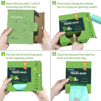 1.2 Gallon Small Trash Bags Garbage Bags, AYOTEE Mini Compostable Strong Bathroom Wastebasket Can Liners trash Bags for Home Office Kitchen fit 5L,5 Liter,1 Gal,Green