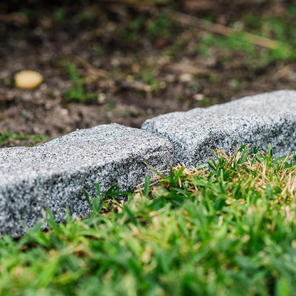 Beuta Landscape Edging | Garden Edging Border | Faux Stone Bricks for Lawn edging, Flower beds, Pathways & Yard Edging– 4 Packs | Each Section Has 6 Bricks 48"L x 4"W x 2.25"H | 12 Spikes |Greystone