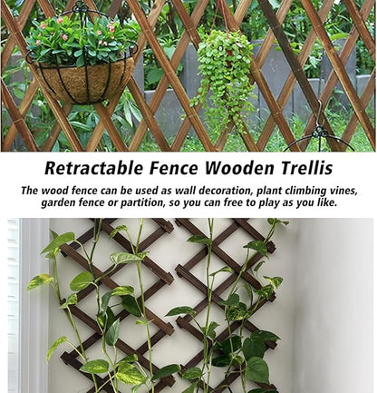 2 Pcs Expandable Garden Trellis, Wooden Lattice Wall Fence Trellis for Climbing Plants Ivy Vine Rose Clematis 13" x 68" for Outdoor Garden Patio Room Decor (2)