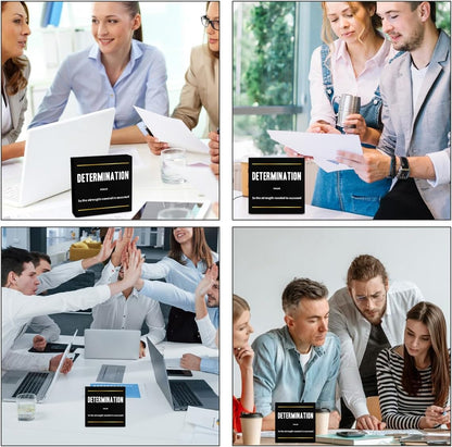 Determination Noun Entrepreneur Black Wooden Box Sign, Inspirational Office Decor Decorative Table Shelf Desk Decor, Rustic Workplace Farmhouse Home Bedroom Office Decorations Desk Accessories