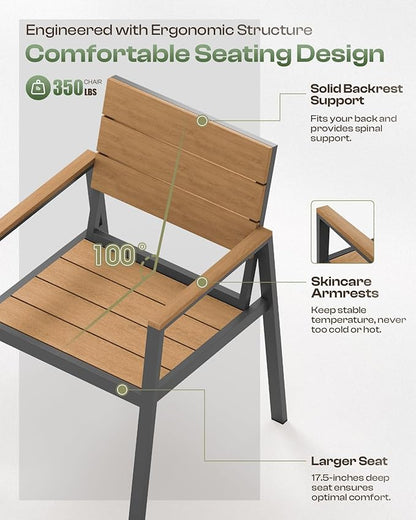 Outdoor Dining Set for 6, Patio Dining Sets with Umbrella Hole, 7 Pieces HDPS Outdoor Table and Chairs for Patio, Garden