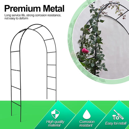 Metal Garden Arch 7.8ft High X 4.5ft Wide Garden Arbor for Various Climbing Plant Outdoor Garden Lawn Backyard Wedding Arch Party Decoration Archway