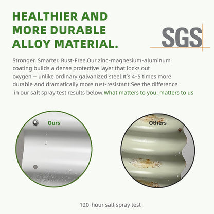 DaisyVibe Raised Garden Bed Kit, Planter Raised Garden Boxes Outdoor, Oval Large Metal Raised Garden Beds for Vegetables Flowers (Green, 5ftx2ftx1ft)