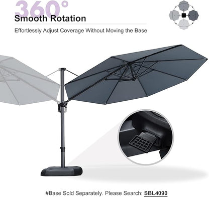 PURPLE LEAF 11 Feet Patio Umbrella Outdoor Cantilever Round Umbrella Aluminum Offset Umbrella with 360-degree Rotation for Garden Deck Pool Patio Light Grey