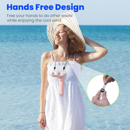 HandFan 2025 Upgraded Portable Misting Fan, Two Button Easy Operation, Handheld Rechargeable Mister Fan, Spray Water Mist Fans, Mini Electric Cooling Fans for Travel, Outdoors, Disney(Pink)