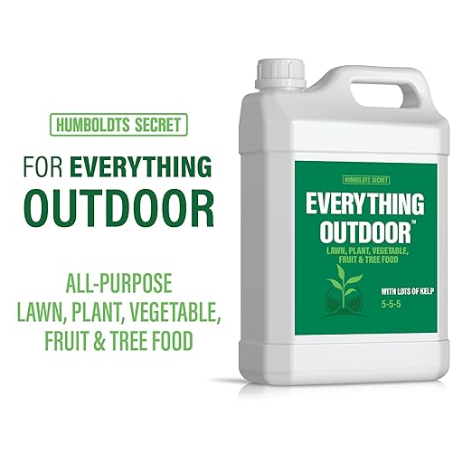 Humboldts Secret Everything Outdoor Plant Food | 5-5-5 Liquid Fertilizer with Norwegian Kelp | All Purpose Lawn, Vegetable & Fruit Food | Garden Nutrients | Refillable Hose End Bottle | 2.5 Gallon