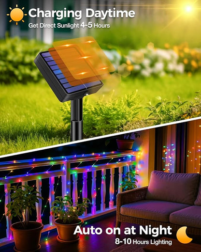 3 Pack Solar Fairy Lights for Outside Waterproof, 49FT/15M 150LED Solar String Lights Outdoor 8 Modes Solar Twinkle Lights for Garden Yard Christmas Tree Wedding Party Decor, Multicolor