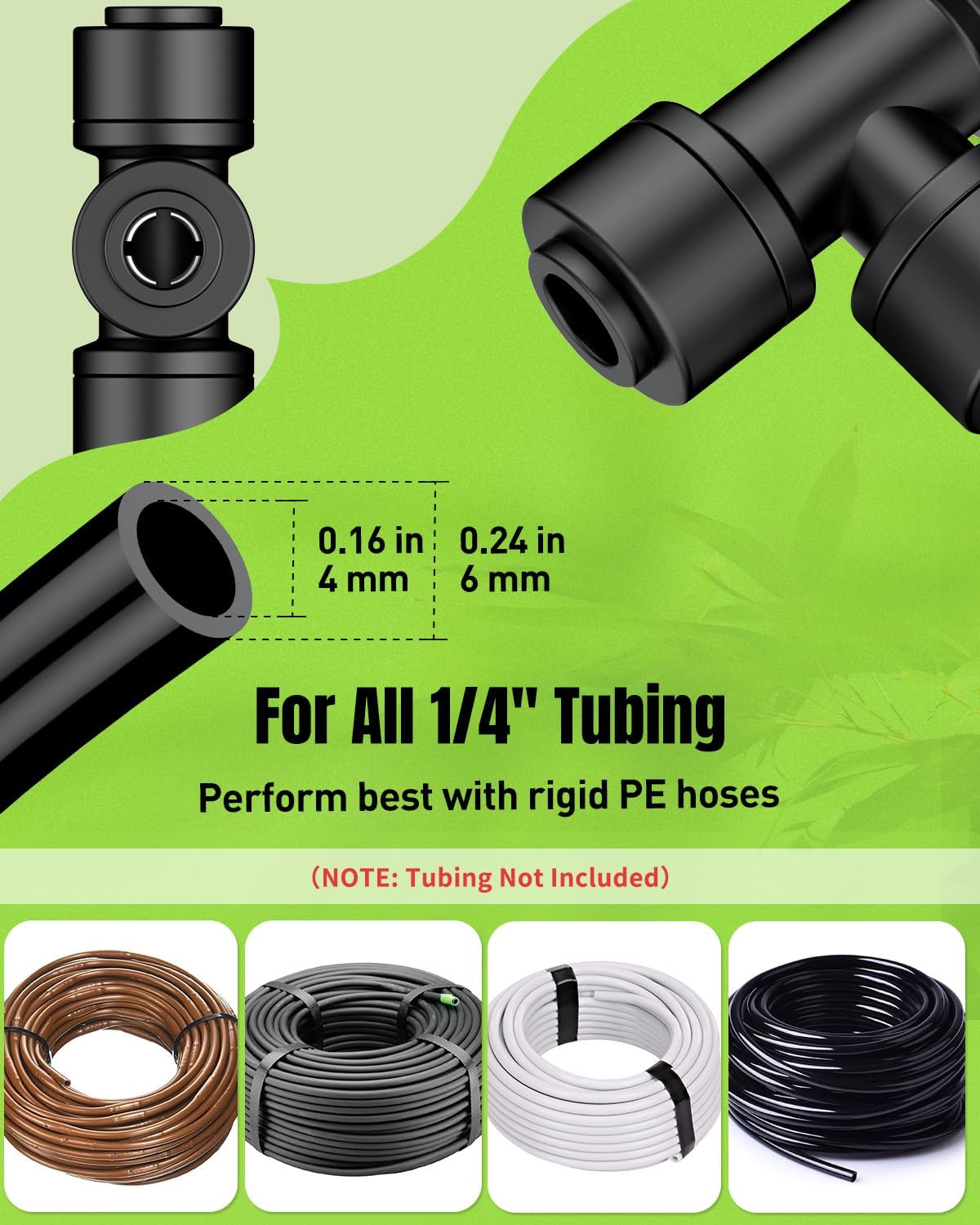 Pawfly 15 Pack Quick Connect 1/4" Drip Irrigation Tee Connectors, Push-to-Connect Drip Irrigation Tee Fittings for 1/4 Inch Irrigation Tubing & Sprinklers, Anti-Leak Drip Irrigation System Parts