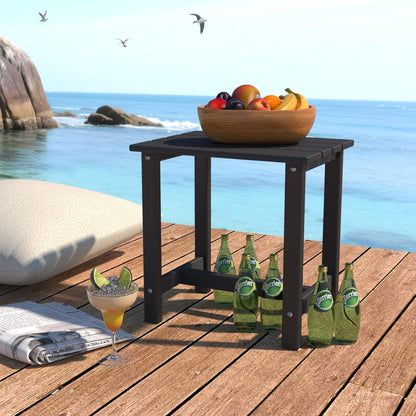 Outdoor Side Table, End Table for Adirondack Chair, 18" Patio Table for Porch, Yard, Weather Resistant, Black