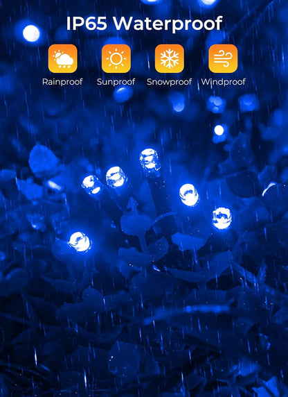 2-Pack 400LED 170FT Total Solar Outdoor Lights IP65 Waterproof Solar Powered Lights with 8 Lighting Modes for Party Garden Yard Home Holiday Tree Decoration Lighting,Blue