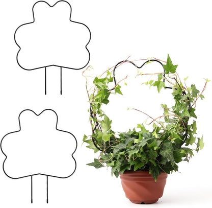 2 Pack Plant Trellis Indoor, 11.2" W x 13.7" H Small Trellis for Potted Plants, Decorative Trellis for Climbing Plants Indoor, Ideal for Vines on Tabletops, Balconies, Gardens and Lawns, Flower-Shaped