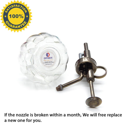 OFFIDIX Transparent Glass Watering Spray Bottle, 6.3 Inches Tall Vintage Style with Bronze Plastic Top Pump One Hand Plant Mister Glass Watering Can Indoor