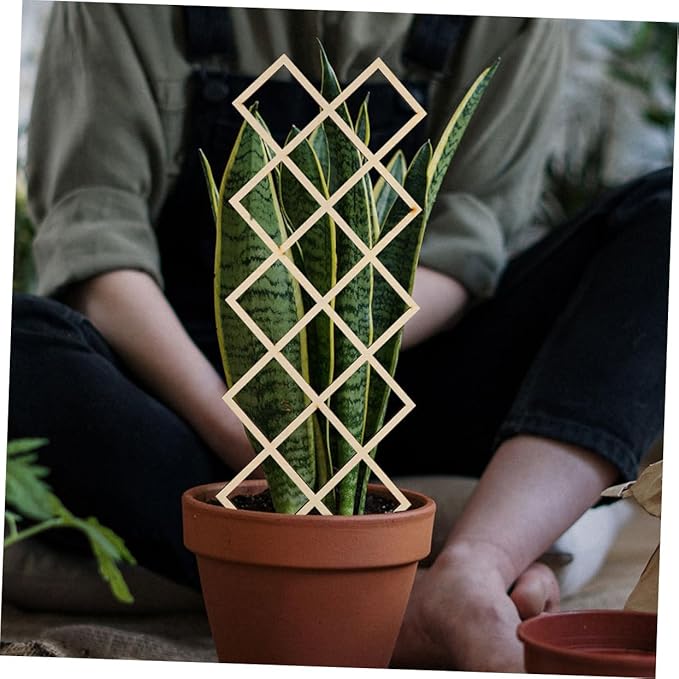 Wooden Plant Trellis Climbing Support with Elegant Honeycomb Design Indoor Garden Frame for Vines Orchids Tomatoes Easy Assembly Versatile Climbing Vegetable and Indoor Plant Stand