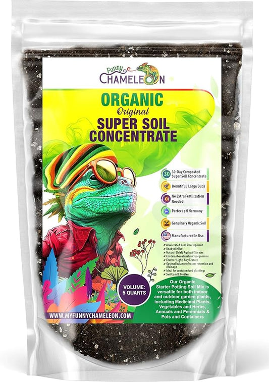 Organic Original Super Soil Concentrate with Mycorrhizae – Living Soil Boosts Roots & Buds for Seeds & Clones - Indoor & Outdoor Growing - Mix 1:4 with Topsoil Potting Soil (5 quarts)