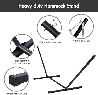 ANOW Double Hammock with Stand Included, 2 Person Hammock with Stand for Outside, 450 LBS Weight Capacity, Gray Cube