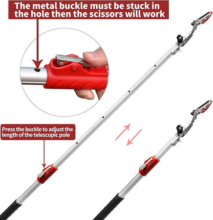 GARTOL Pruner for Garden, Cut Upto 1 Inch & Hold Telescopic Pole Pruner, Fruit Picker with Rotating Blade Head, Lightweight Aluminum Extendable Handle for Tree Branch Cutter, 3.67-5.45 FT, Silver