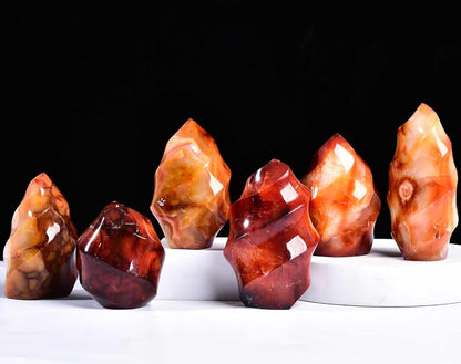 Red Agate Flame Shaped Stone Towers Obelisk Natural Healing Crystal Quartz Reiki Energy Decoration Home Office 1.0-1.5LBS