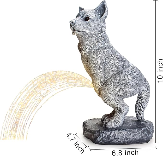 Garden Statues Dog Statue with Solar LED Light, Ideal Gifts for Friends or Family's Birthday, Outdoor Decorations for Yard