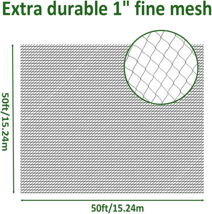 50 x 50 FT Bird Netting for Garden Woven Mesh Garden Netting for Plants, Vegetable, Fruit Trees, Blueberry Bushes, Strawberries Against Birds, Deer, Squirrels and Other Animals