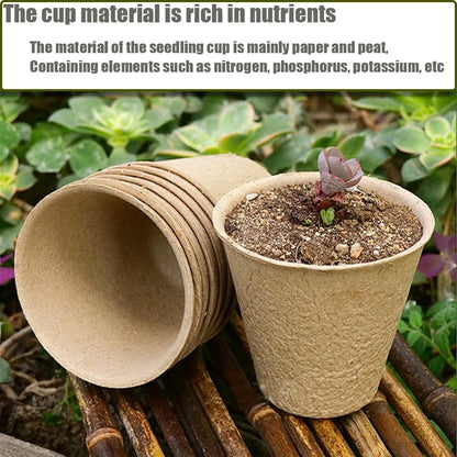 130 Pcs 3.15 Inch Organic Peat Pots with Drainage Holes - Biodegradable Seed Starter Pots for Seedlings, Plants & Garden Germination - Includes 130 Planting Labels