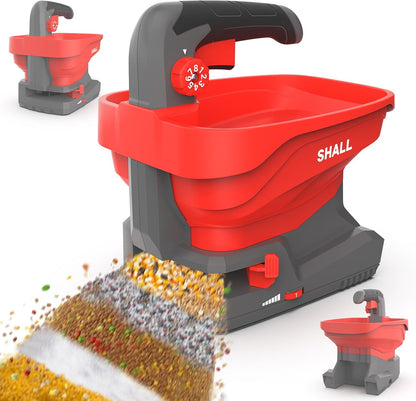 SHALL Battery Powered Fertilizer Spreader, 7.2V Rechargeable Seed Spreader for Salt, De-Icer, Earth Food, Grass Seed, 8-Level Settings and 3.3L Large Capacity Spreading up to 6458 sq.ft