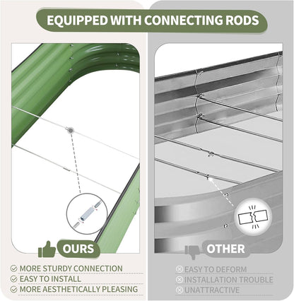 Galvanized Raised Garden Bed Outdoor- Raised Beds for Gardening| Metal Planter Box, Steel Raised Garden Bed Kit with Safety Edging and Gloves for Vegetables, Flower, Herbs (6x2x1.4FT, Green)