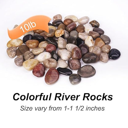 10 lbs Decorative Rocks for Planters and Outdoor Landscaping, 1"- 1 1/2", Pebbles for Indoor Plants, Vases, Terrarium, Polished Stones for Garden Decor