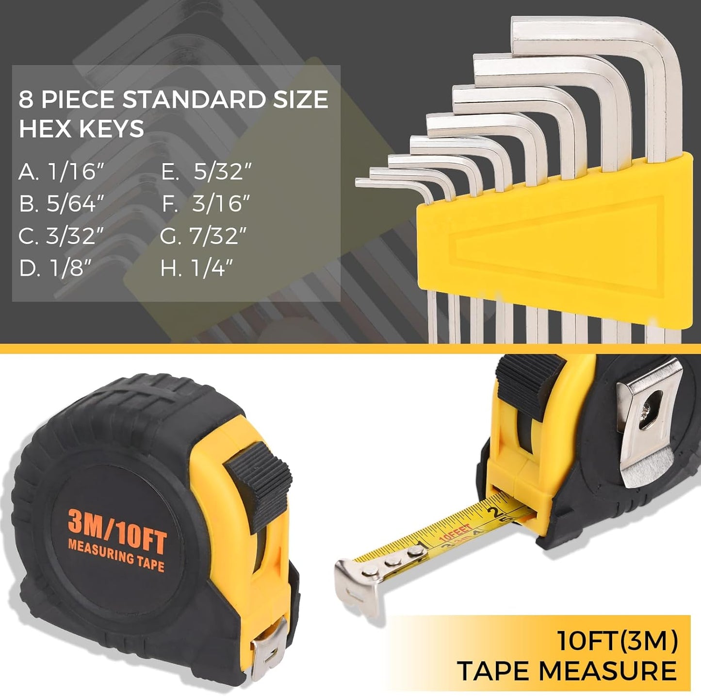 WGGE 39-Piece Home Tool Set/Hand Tool Set – Durable Household Hand Tool Kit with Hammer, Screwdrivers, Pliers, Wrench, Hex Keys & More – Compact Storage Case for Home Repairs, DIY & Maintenance