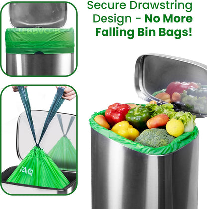 13 Gallon Compostable Trash Bags Liners Drawstring, Heavy Duty Extra Thick 1 Mil, 49.21 Liter, 35 Bags, Tall Kitchen Food Scrap Waste Bag, ASTM D6400