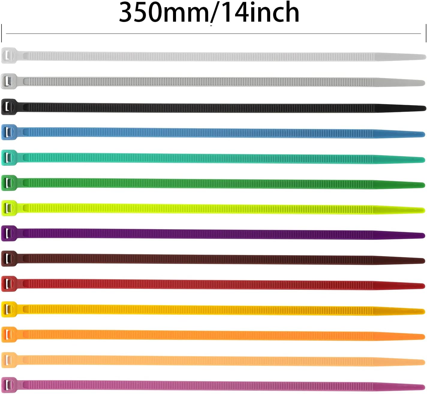 XINGO 100PCS Cable Zip Ties Heavy Duty, Premium Nylon Plastic Wire Ties with 50 Pounds Tensile Strength, Self-Locking Black Nylon Zip Ties for Indoor and Outdoor (14 inch, Blue)