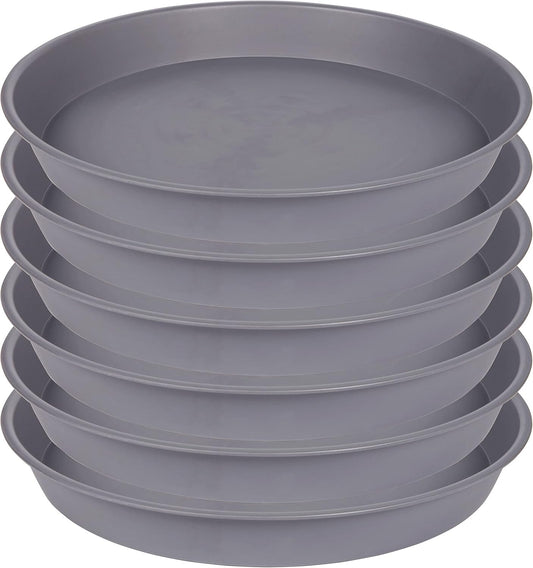 6 Pack of 7 8 inch Plant Saucer, Heavy Duty Plastic Plant Water Tray 8 inch Round, Flower Plant Saucers for Indoors No Holes, Plant Dishes Saucer for Planter 7"/8" (8", Cement Gray)