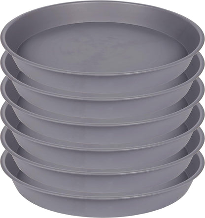 6 Pack of 12 inch Plant Saucer Gray, Heavy Duty Plastic Plant Saucer 12 inch Round, Durable Plant Tray for Pots, Flower Saucers for Indoors, Plant Trays for Planter 11"/12" (12", Cement Gray)