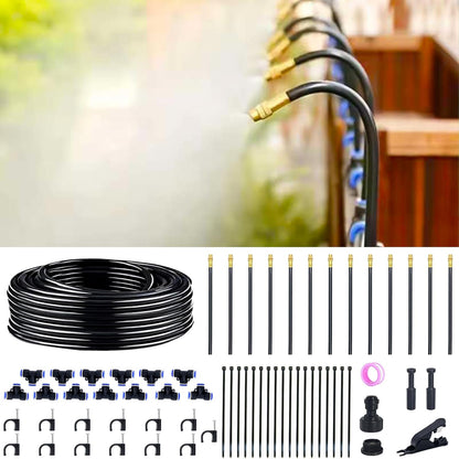 360° Adjustable Drip Irrigation System - 40FT Garden Watering System with 13 Nozzles, Garden Irrigation System, Greenhouse Accessories, Atomizing System for Yard, Lawn, Plants, 5/16 inch Hose